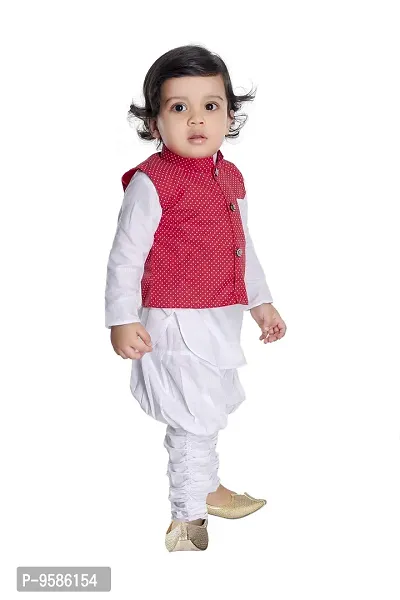 NEW GEN Baby Boy's Cotton Silk Jacket, Kurta Pyjama Set-thumb3