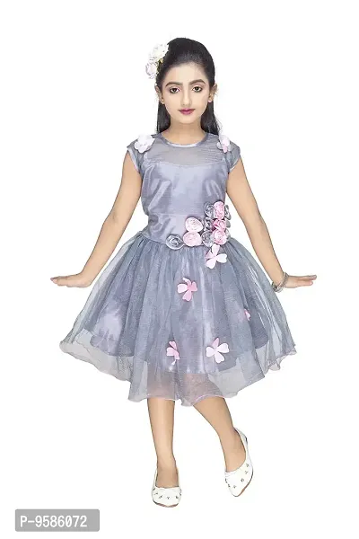 NEW GEN Baby Girls' Mini Dress (Silver_6-7 Years)-thumb3