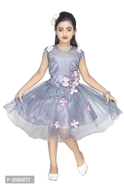 NEW GEN Baby Girls' Mini Dress (Silver_6-7 Years)