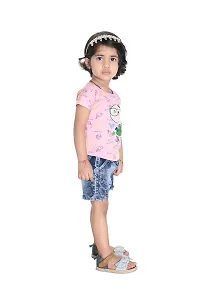 NEW GEN Baby Girls HALFSLEEV Pure Cotton TOP with HOT Pant (Pink; 2-3 Years)-thumb1