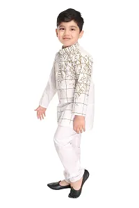 NEW GEN BOYS FULL SLEEVE KURTA WITH PAIJAMA PANT (3-4 YEARS, White 2)-thumb1