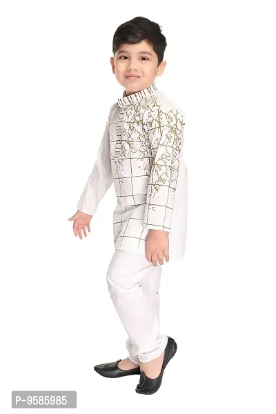 NEW GEN BOYS FULL SLEEVE KURTA WITH PAIJAMA PANT (3-4 YEARS, White 2)-thumb2