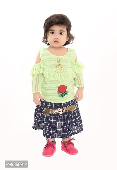 Classic Blended Printed Top with Skirt for Kids Girls