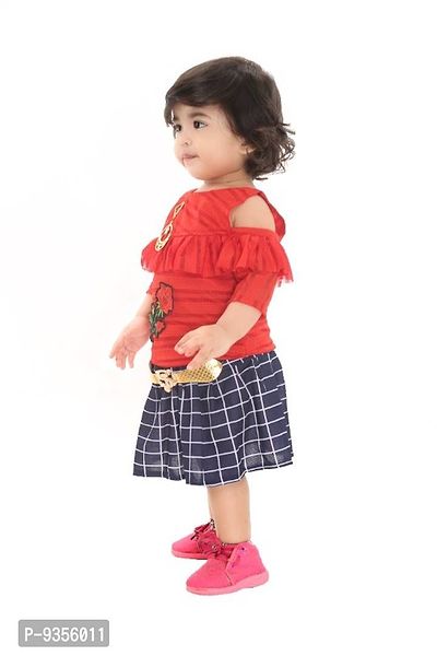 Classic Blended Printed Top With Skirt For Kids Girls-thumb2