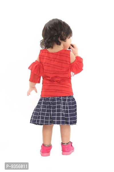 Classic Blended Printed Top With Skirt For Kids Girls-thumb3