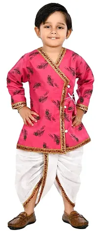 NEW GEN Full Sleeve Pure Cotton Raja Kurta with Dhoti Pant Set