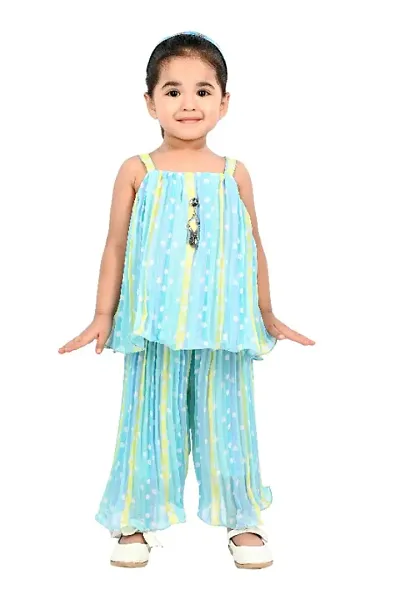 Elegant Acrylic Self Pattern Top with Bottom Set For Girls