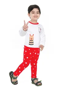 Red Cotton Trouser And T Shirt Set-thumb1