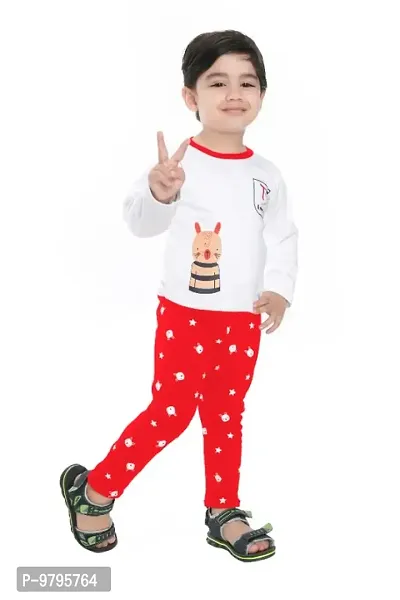 Red Cotton Trouser And T Shirt Set-thumb2