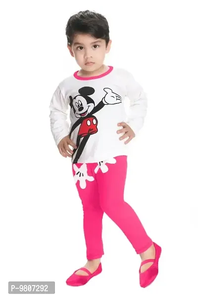 Pink Cotton Self Pattern T Shirts With Trousers