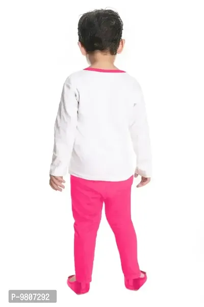 Pink Cotton Self Pattern T Shirts With Trousers-thumb3