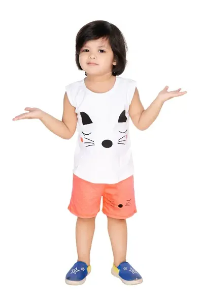 NEW GEN Baby Boy's and Baby Girl's Cotton T-Shirt and Pants (Orange White, 2-3 Years)