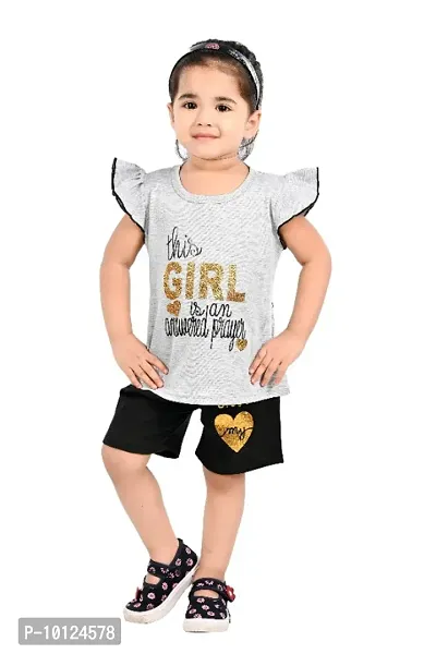 NEW GEN Baby Girls Cotton T-shirt  Pant combo set-thumb0