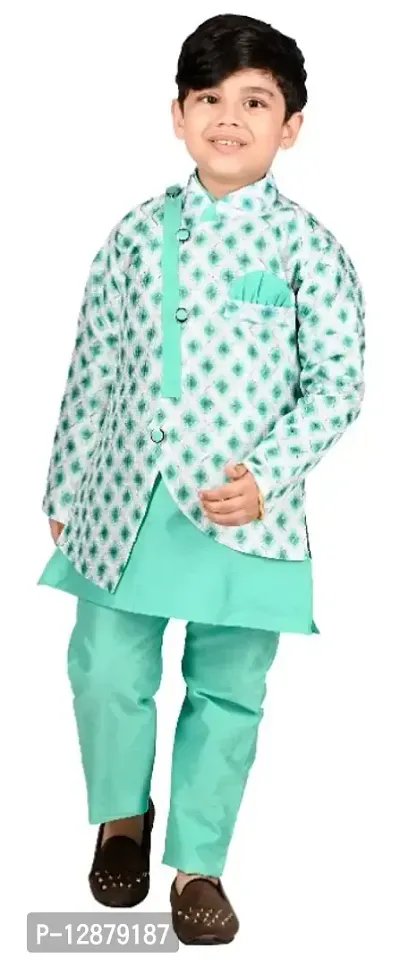 NEW GEN BOYS KURTA AND PAJAMA WITH EMBROIDERY AND PRINT WORK-thumb0