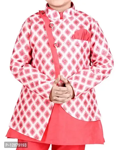 NEW GEN BOYS KURTA AND PAJAMA WITH EMBROIDERY AND PRINT WORK-thumb2