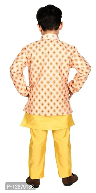 NEW GEN BOYS KURTA AND PAJAMA WITH EMBROIDERY AND PRINT WORK-thumb2