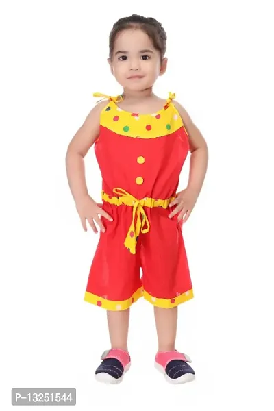 Classic Cotton Printed Jumpsuits for Kids Girls-thumb0