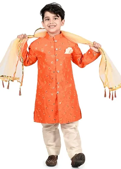 NEW GEN BOYS SERWANI EMBROIDERY AND MIROR WORK AND BEAUTIFUL DUPATTA SET