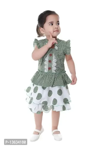 Round and Round twirl girls skirt in green floral hand block print cotton -  HappyClouds