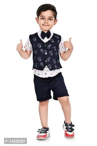 NEW GEN BOYS SHIRT,WAISTCOAT,HALF PANT,AND BOW TIE.