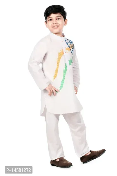 Boys National Flag Printed Cotton Kurta And Payjama-thumb2