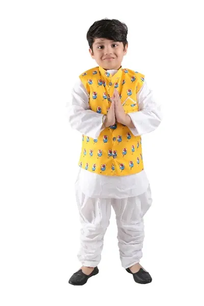 BOYS FULL JACKET WITH KURTA AND BREEZES PANT