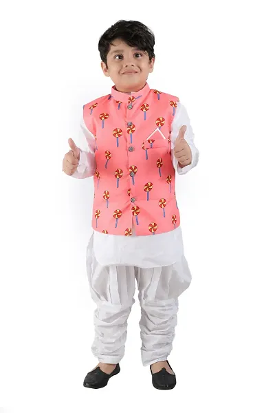 BOYS FULL JACKET WITH KURTA AND BREEZES PANT