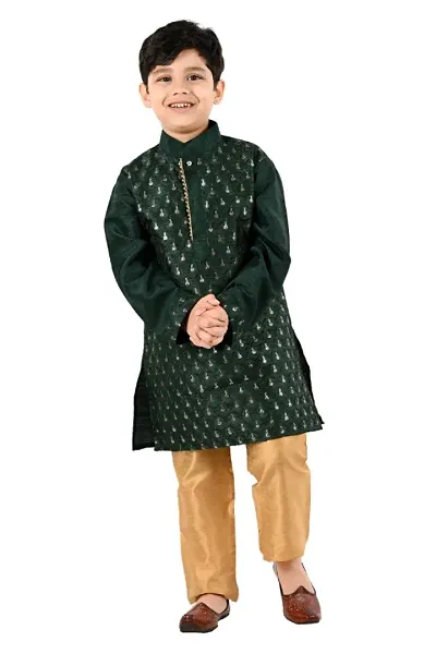 Classic Art Silk Embroidered Kurta set for Kids Boys