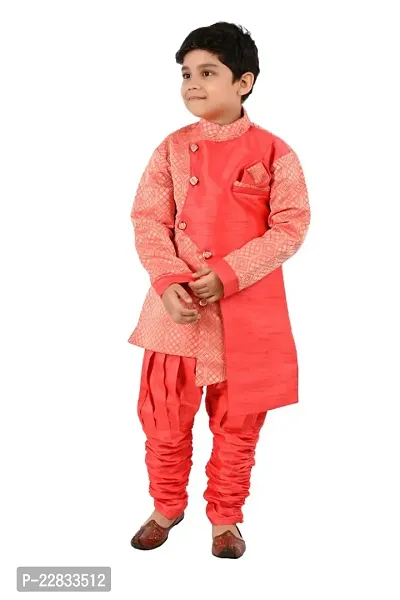 Classic Art Silk Embellished Sherwani Set for Kids Boys