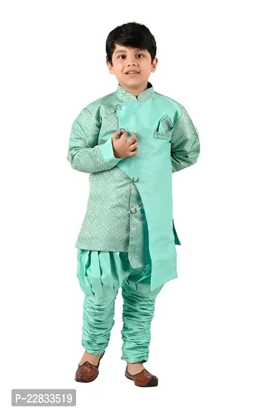 Classic Art Silk Embellished Sherwani Set for Kids Boys