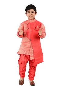 Classic Art Silk Embellished Sherwani Set for Kids Boys-thumb4