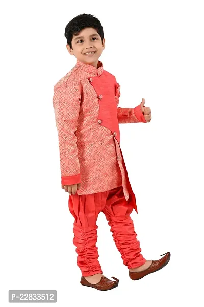 Classic Art Silk Embellished Sherwani Set for Kids Boys-thumb3