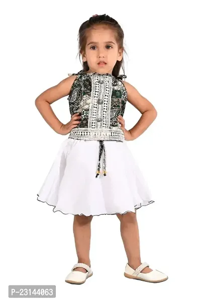 Classic Silk Embroidered Top and Skirt for Kids Girls
