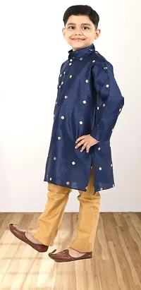 Classic Dupion Silk Printed Kurta Sets for Kids Boys-thumb3