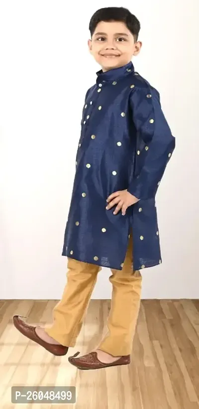 Classic Dupion Silk Printed Kurta Sets for Kids Boys-thumb4