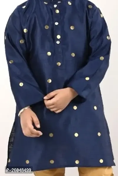 Classic Dupion Silk Printed Kurta Sets for Kids Boys-thumb3