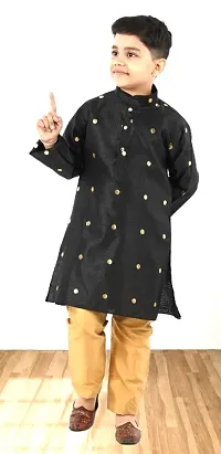 Classic Dupion Silk Printed Kurta Sets for Kids Boys-thumb1