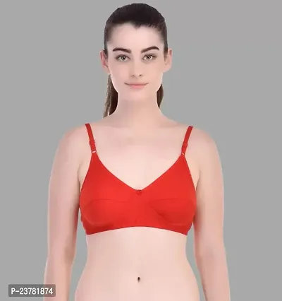 Trendy Red Cotton Solid Non Padded Bras For Women