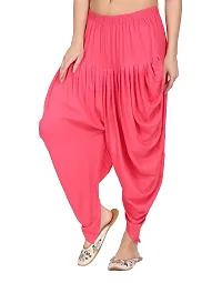 DELHIITE Pink Color Solid Rayon Fabric Regular Dhoti Pants for Women (Free Size)-thumb3
