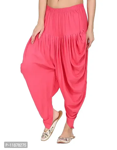 DELHIITE Pink Color Solid Rayon Fabric Regular Dhoti Pants for Women (Free Size)-thumb4