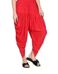 DELHIITE Red Color Solid Rayon Fabric Regular Dhoti Pants for Women (Free Size)-thumb3