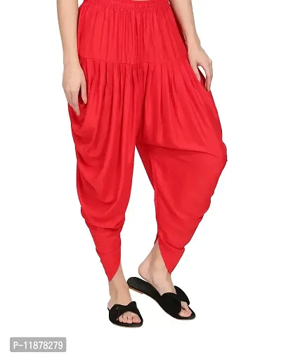 DELHIITE Red Color Solid Rayon Fabric Regular Dhoti Pants for Women (Free Size)-thumb4
