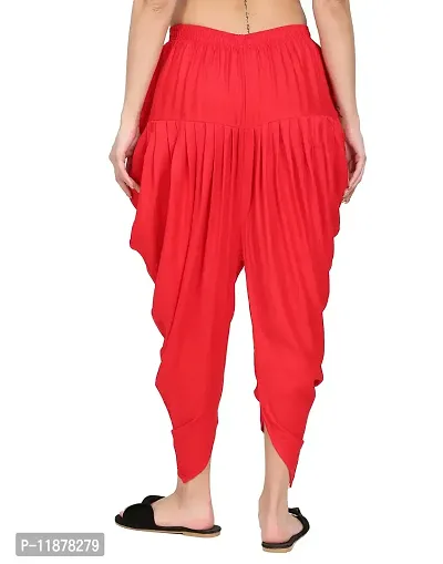 DELHIITE Red Color Solid Rayon Fabric Regular Dhoti Pants for Women (Free Size)-thumb2
