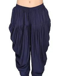 DELHIITE Dark Blue Color Solid Rayon Fabric Regular Dhoti Pants for Women (Free Size)-thumb3