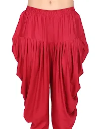 DELHIITE Maroon Color Solid Rayon Fabric Regular Dhoti Pants for Women (Free Size)-thumb3