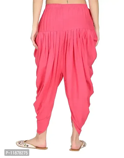 DELHIITE Pink Color Solid Rayon Fabric Regular Dhoti Pants for Women (Free Size)-thumb2