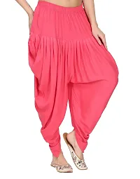 DELHIITE Pink Color Solid Rayon Fabric Regular Dhoti Pants for Women (Free Size)-thumb2