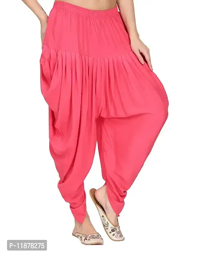 DELHIITE Pink Color Solid Rayon Fabric Regular Dhoti Pants for Women (Free Size)-thumb3