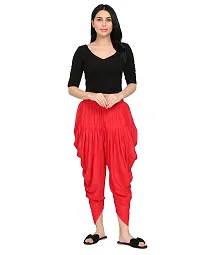 DELHIITE Red Color Solid Rayon Fabric Regular Dhoti Pants for Women (Free Size)-thumb4