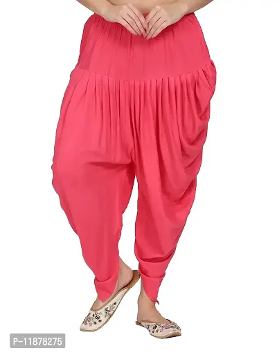 DELHIITE Pink Color Solid Rayon Fabric Regular Dhoti Pants for Women (Free Size)